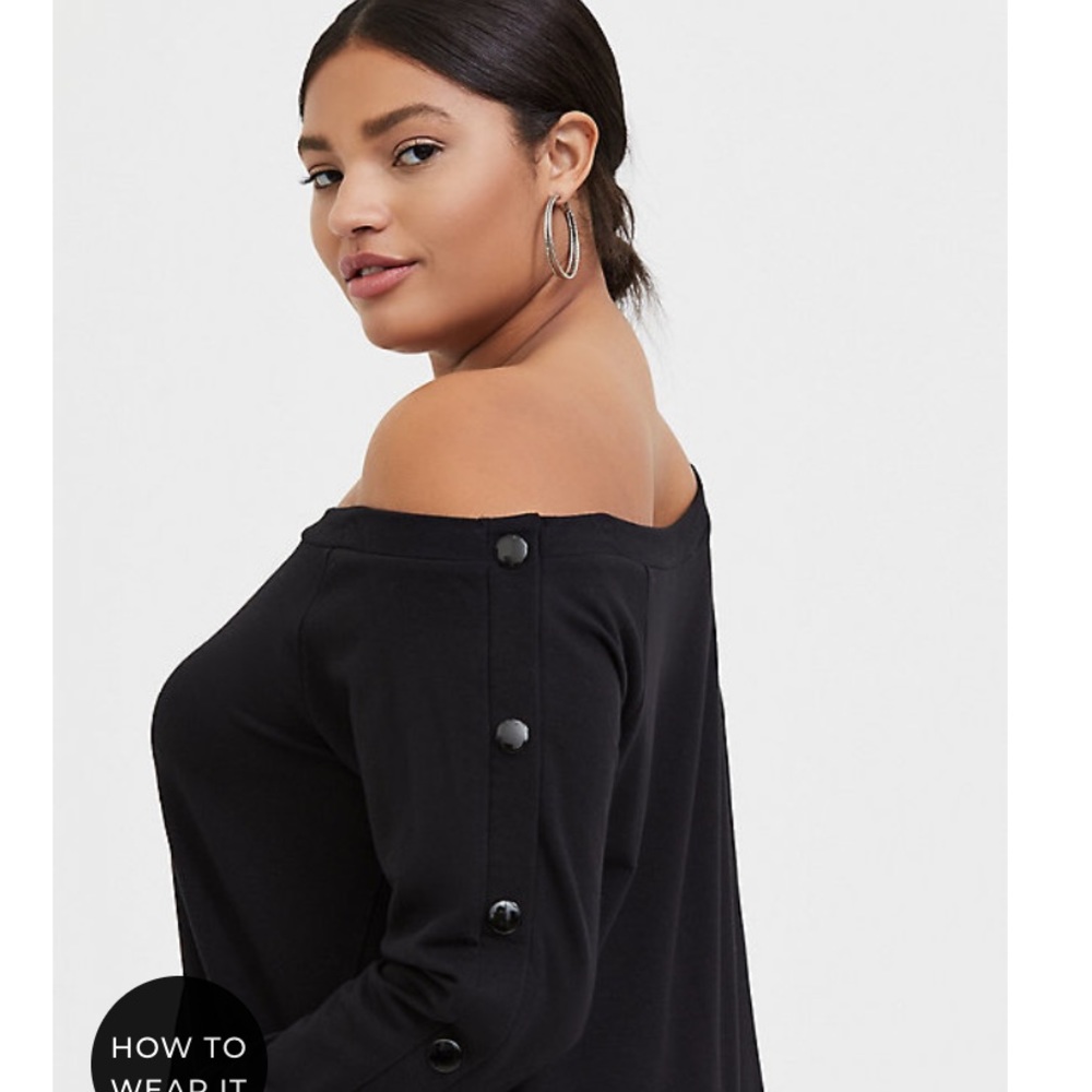 Torrid button sleeve off shoulder sweater